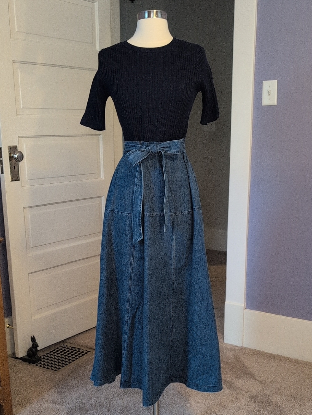 Denim & Knit Maxi Dress
